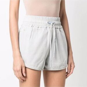 IRO Paris Ouaga Bleached Blue Drawstring Cotton Denim Shorts Size 6